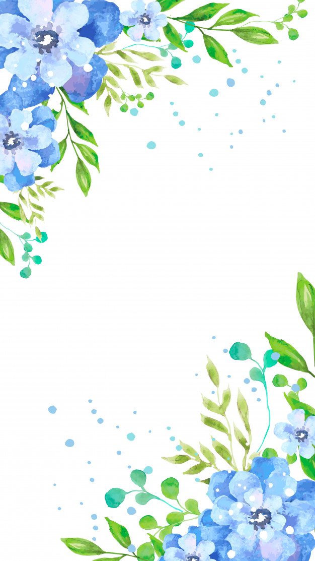 Watercolor Blue Flowers Mobile Wallpaper Free Vector - Fondos De Pantalla De Flores , HD Wallpaper & Backgrounds