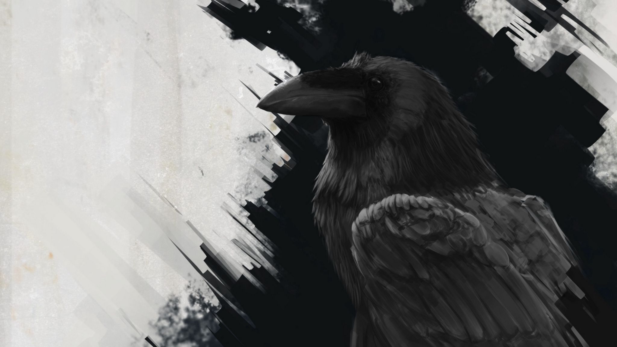 Wallpaper Raven, Bird, Art, Black, Lines - Raven Background , HD Wallpaper & Backgrounds
