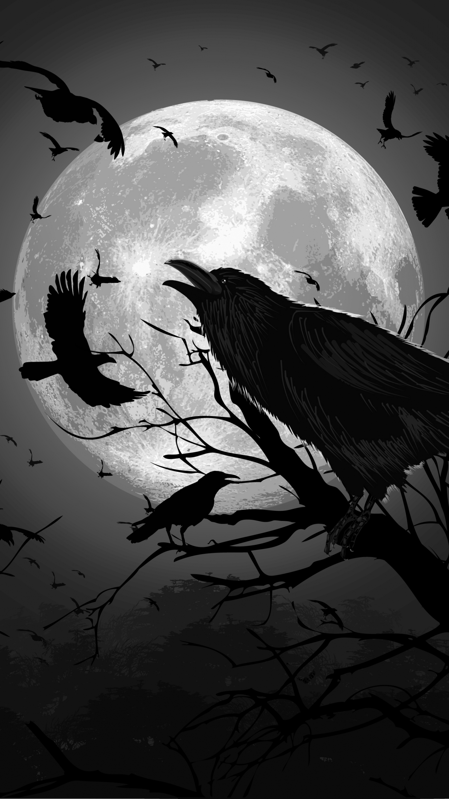 The Raven Mocker - Crow And Moon Tattoo , HD Wallpaper & Backgrounds