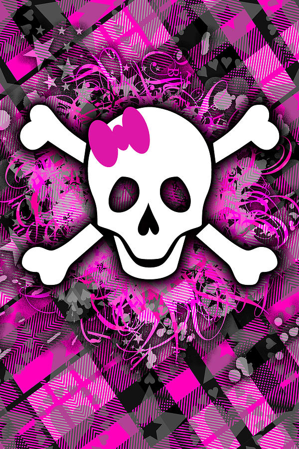 Girlie Skull With Pink Pla - Cool Girl Skull Background , HD Wallpaper & Backgrounds