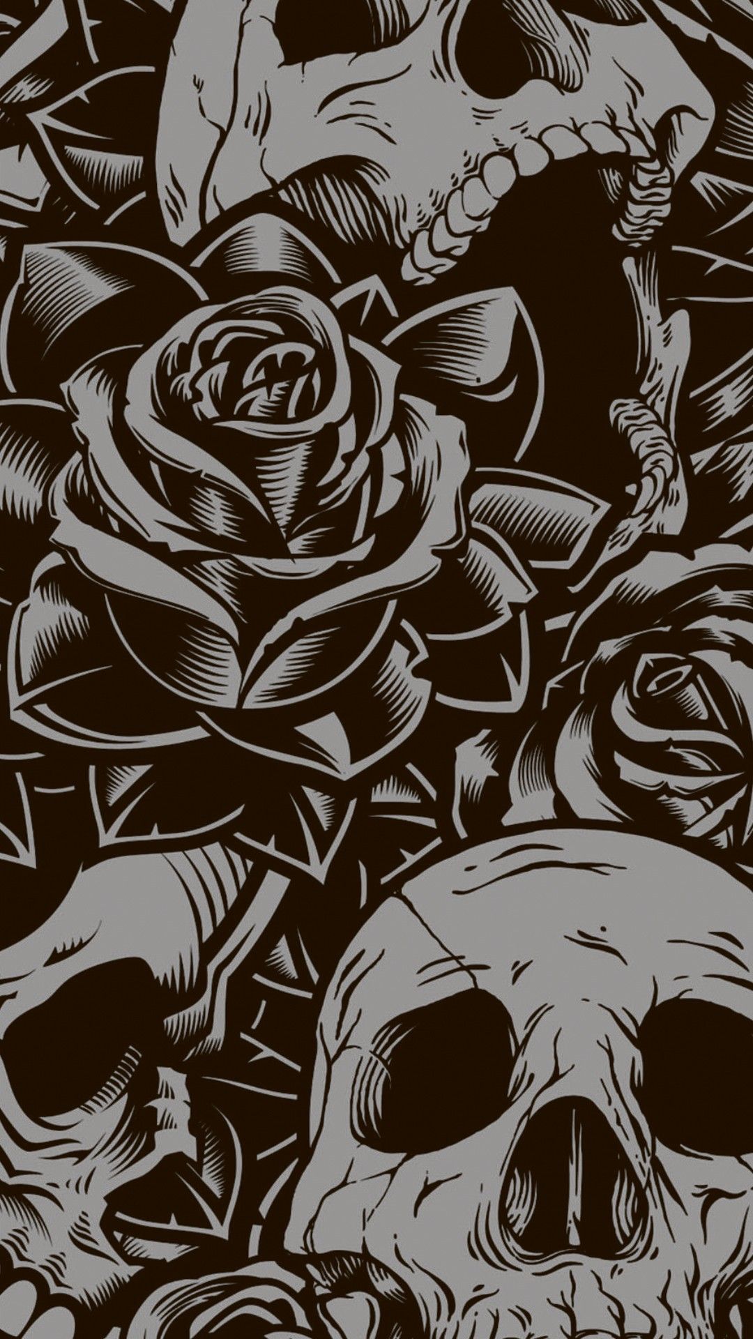 Skull And Roses Iphone , HD Wallpaper & Backgrounds