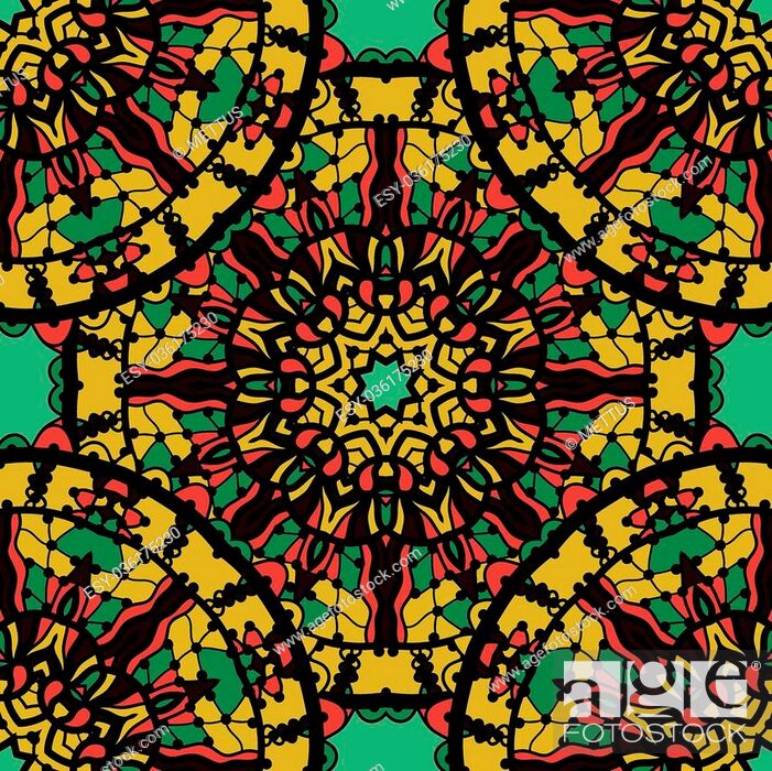 Seamless Ornate Mandala Wallpaper Design Over Green - Stock Photography , HD Wallpaper & Backgrounds