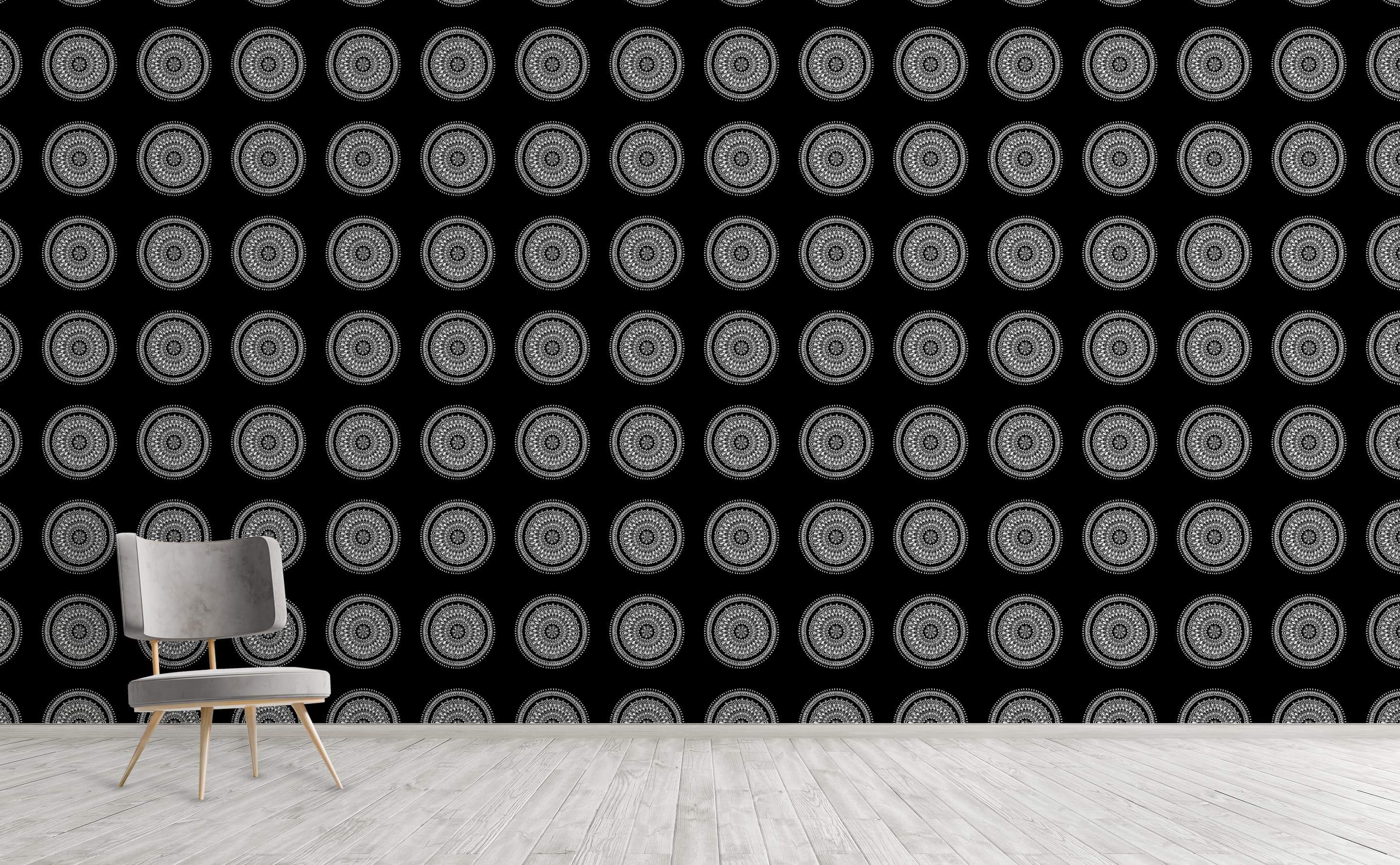 Black Mandala Wallpaper Pattern By Walls Need Loveﾮ - Chair , HD Wallpaper & Backgrounds
