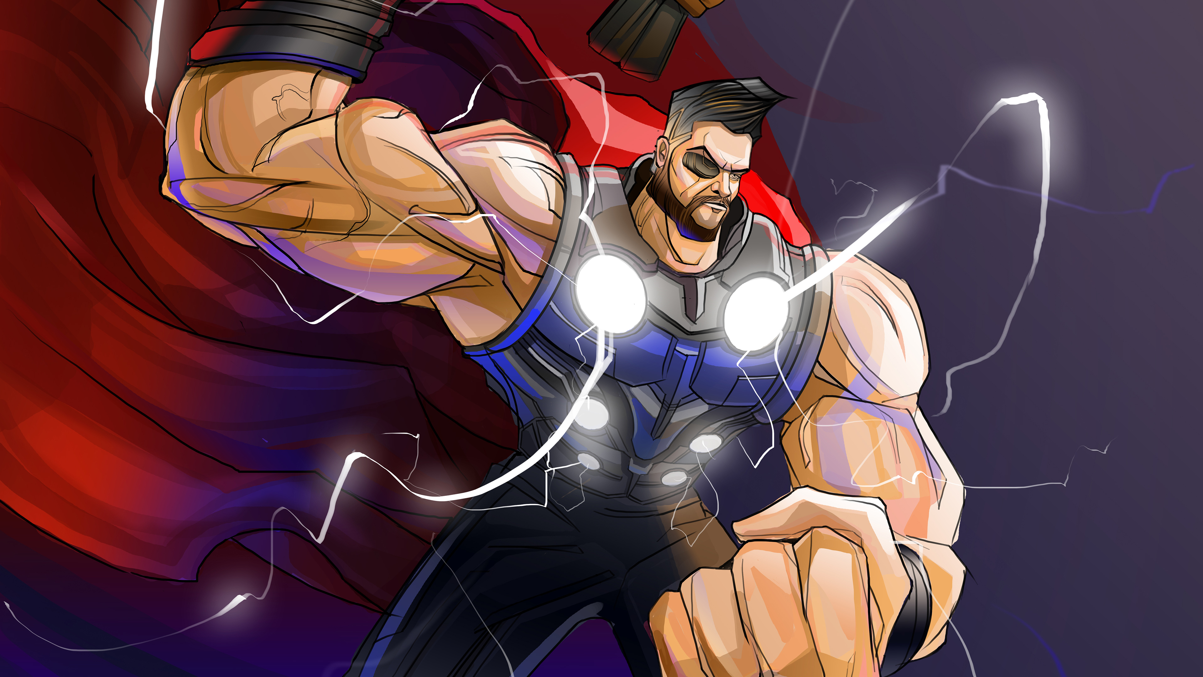 Muscular Thor 4k - Cartoon Marvel Thor Endgame , HD Wallpaper & Backgrounds