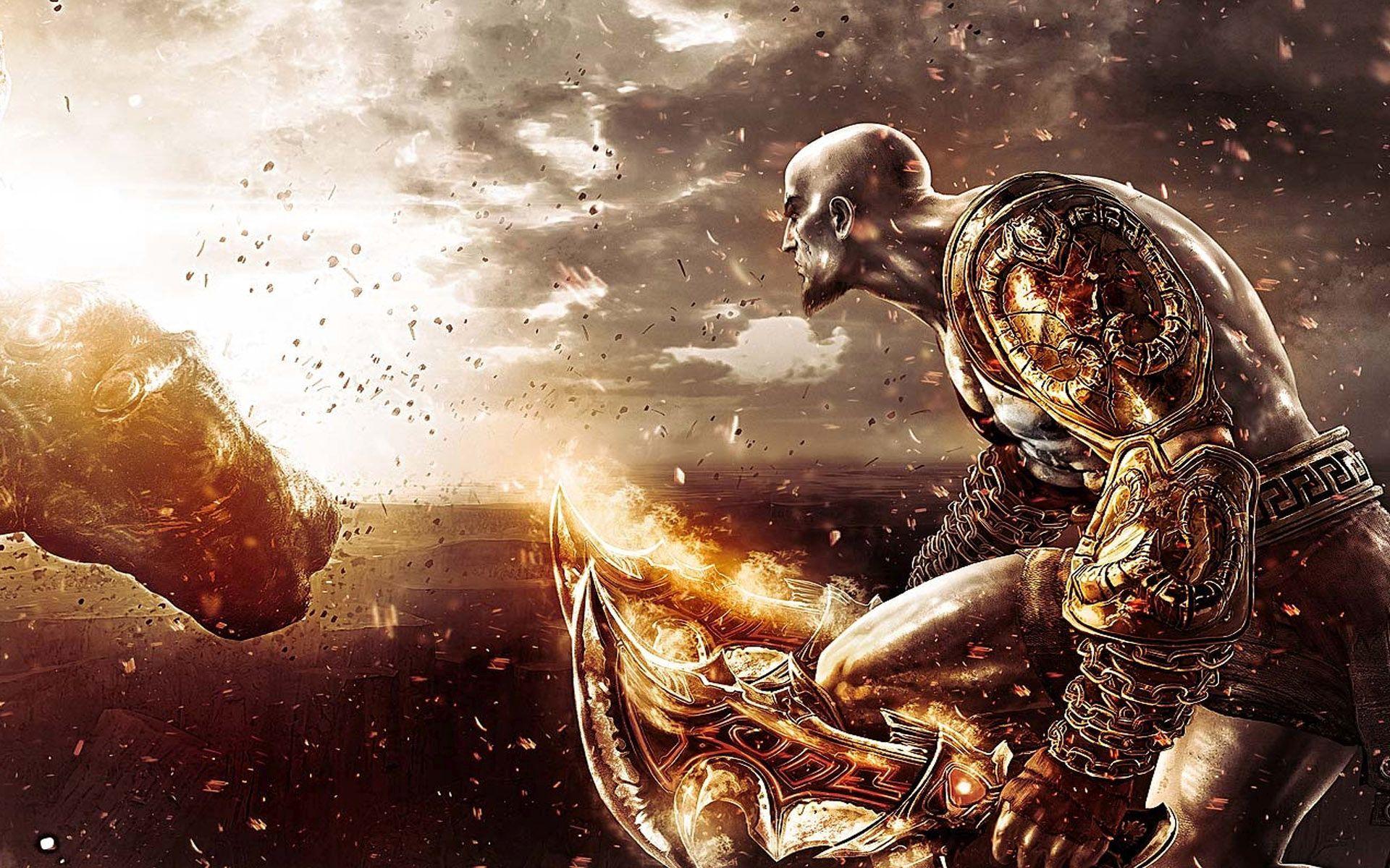 Hd God Of War With Kratos Wallpaper - Kratos Peleando Con Zeus , HD Wallpaper & Backgrounds
