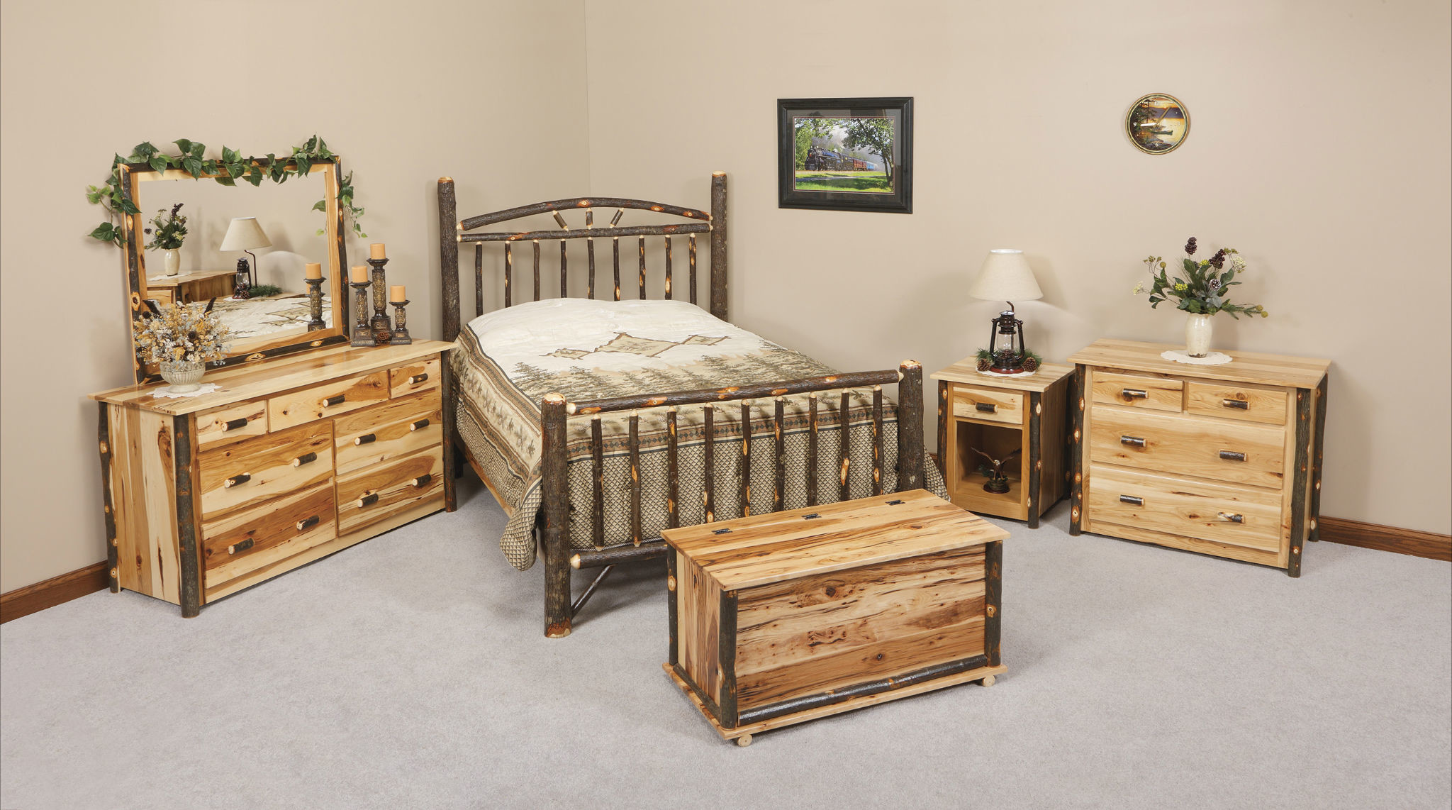 Western Bedroom Furniture Sets Rustic Furniture Store - Rustic Hickory Dresser Sets , HD Wallpaper & Backgrounds