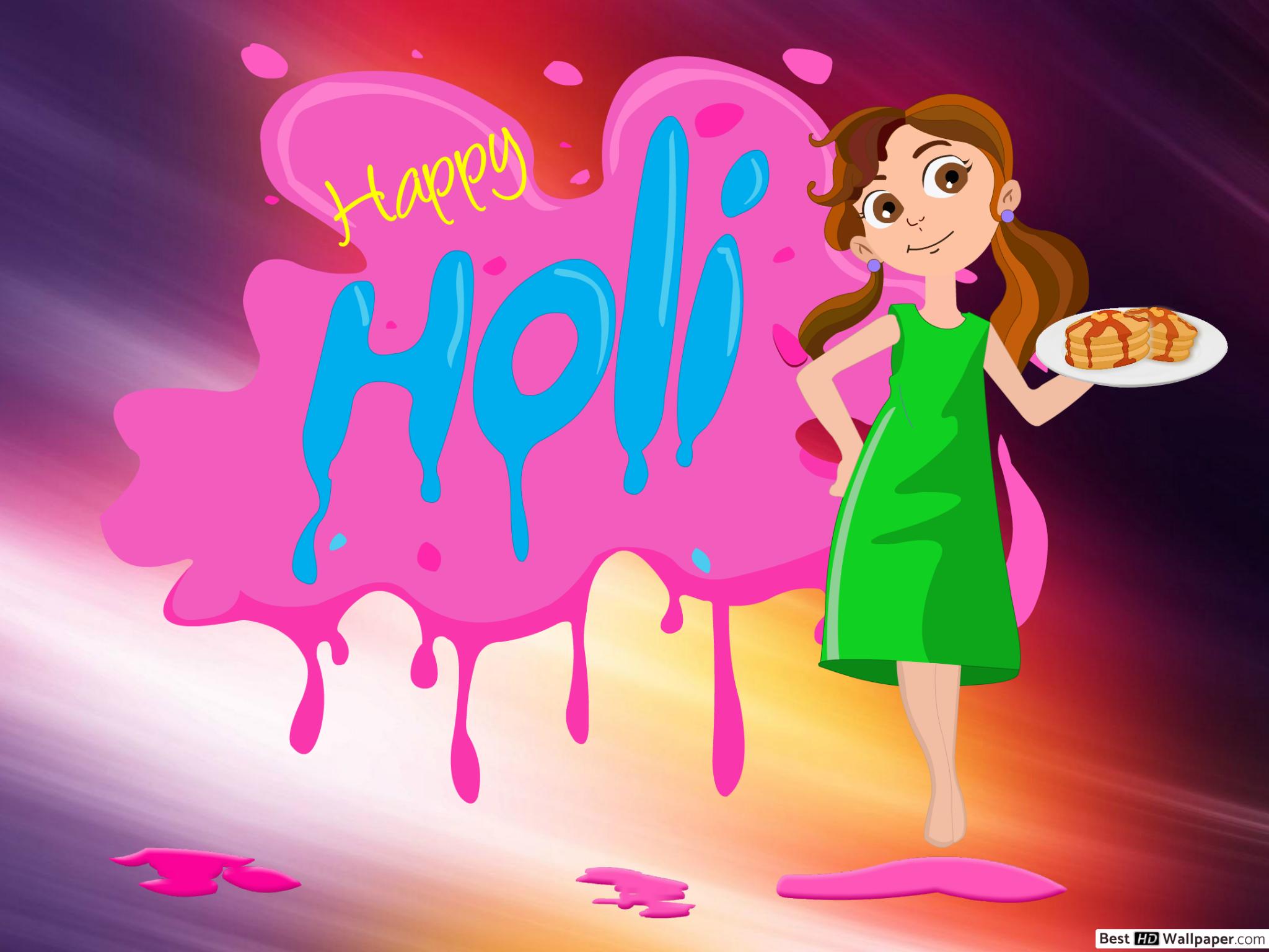 Cute Holi Images Cartoon , HD Wallpaper & Backgrounds