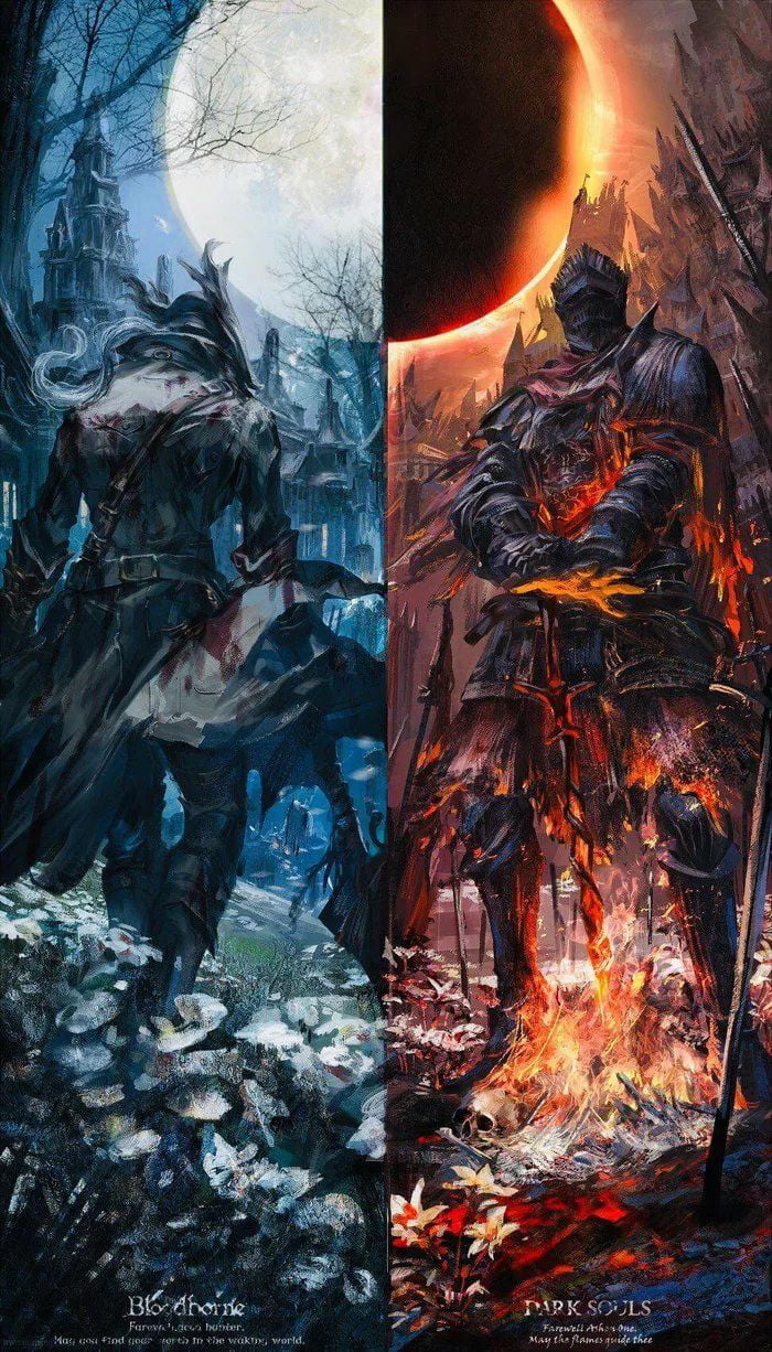 Dark Souls And Bloodborne Art , HD Wallpaper & Backgrounds