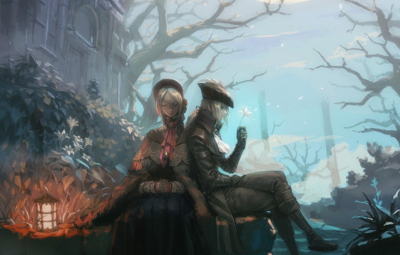 Photo Wallpaper Night, Girls, The Moon, Art, Bloodborne - Bloodborne Plain Doll , HD Wallpaper & Backgrounds