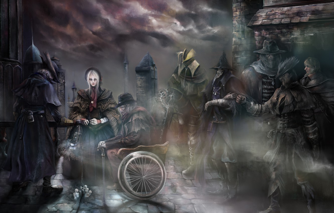 Photo Wallpaper Girl, The City, Smoke, Doll, Monsters, - Bloodborne Wallpaper Doll , HD Wallpaper & Backgrounds