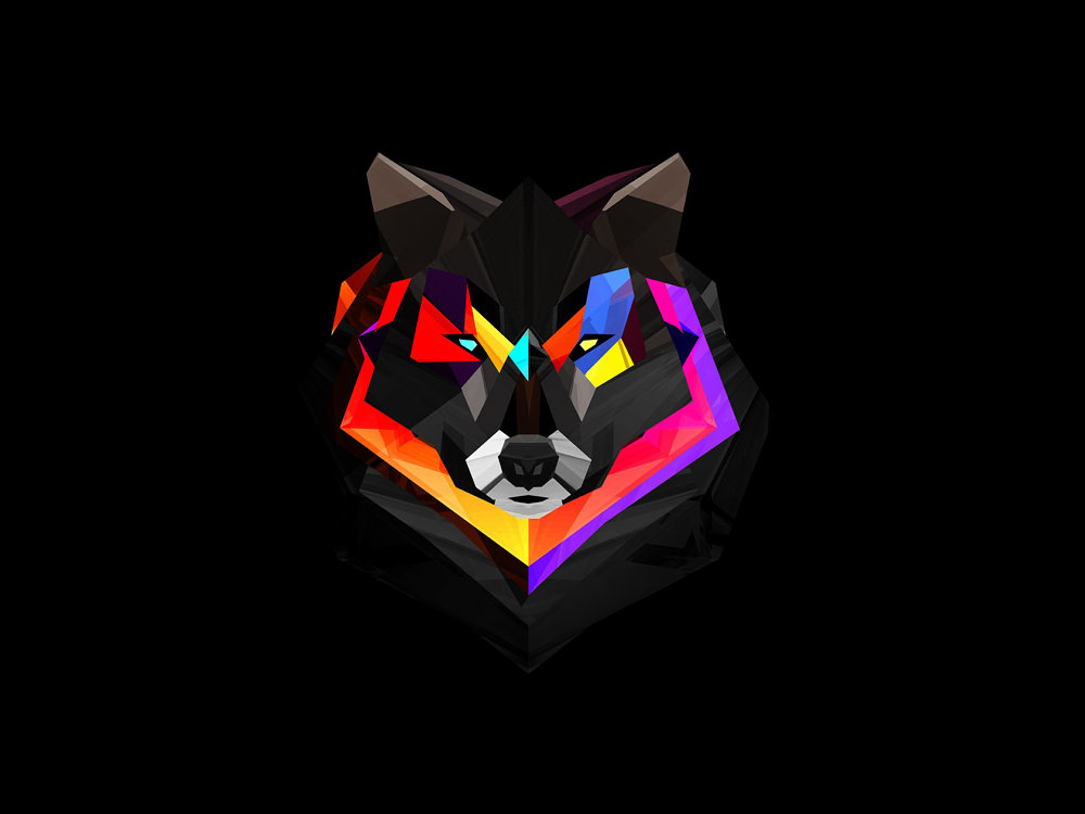 Hd-polygon - Colorful Wolf , HD Wallpaper & Backgrounds