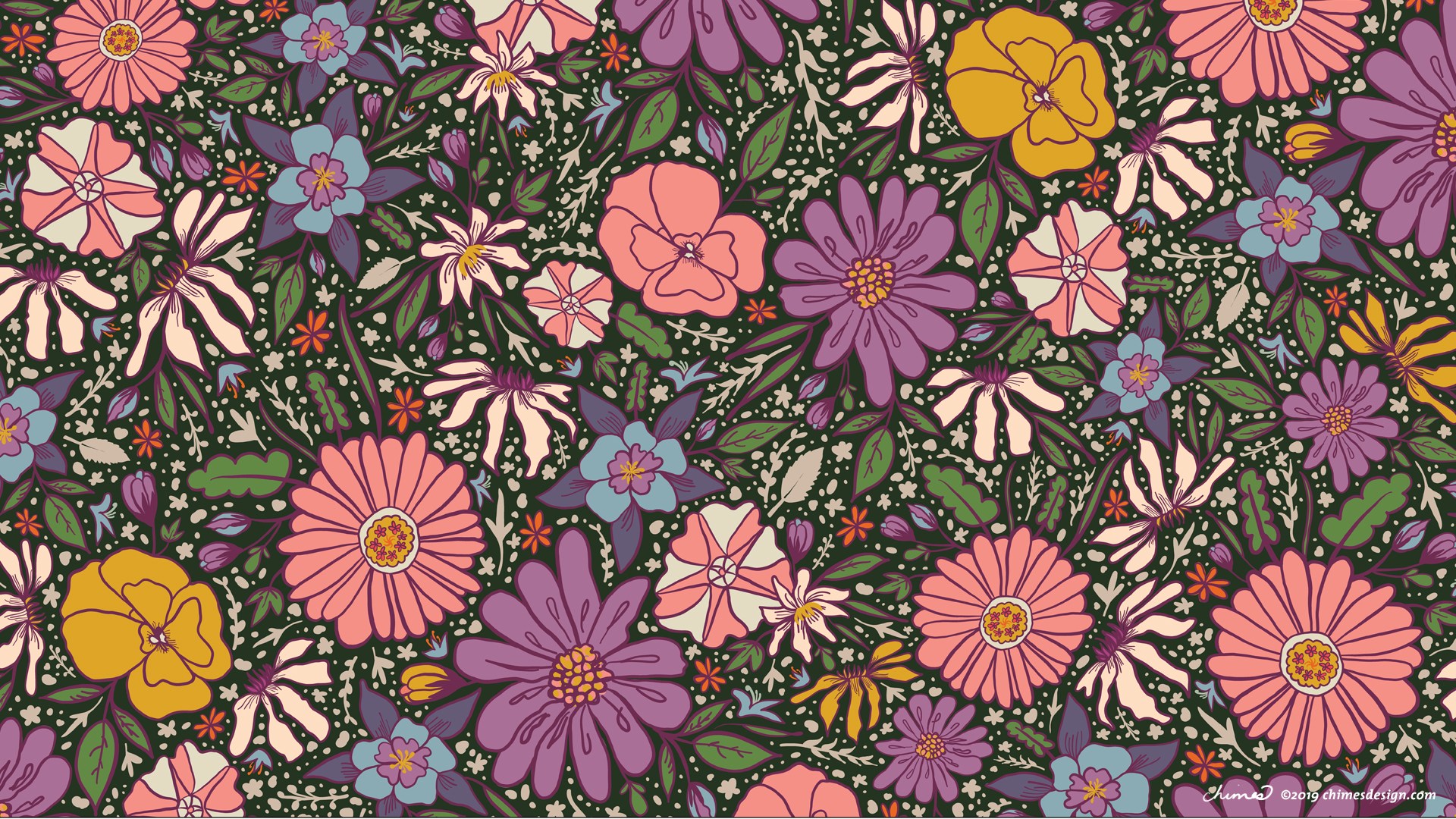 November 2019 Desktop Wallpaper With Fall Flowers ©chimesdesign - Floral Desktop , HD Wallpaper & Backgrounds