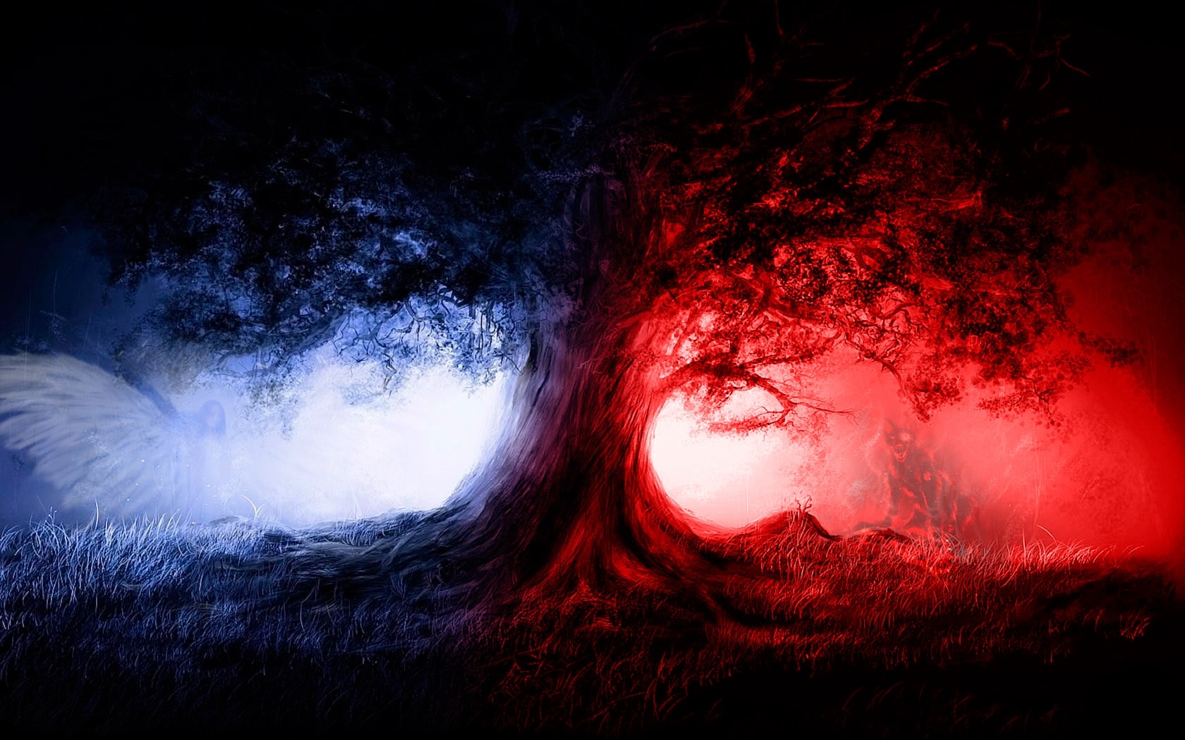 Red And Blue Tree , HD Wallpaper & Backgrounds