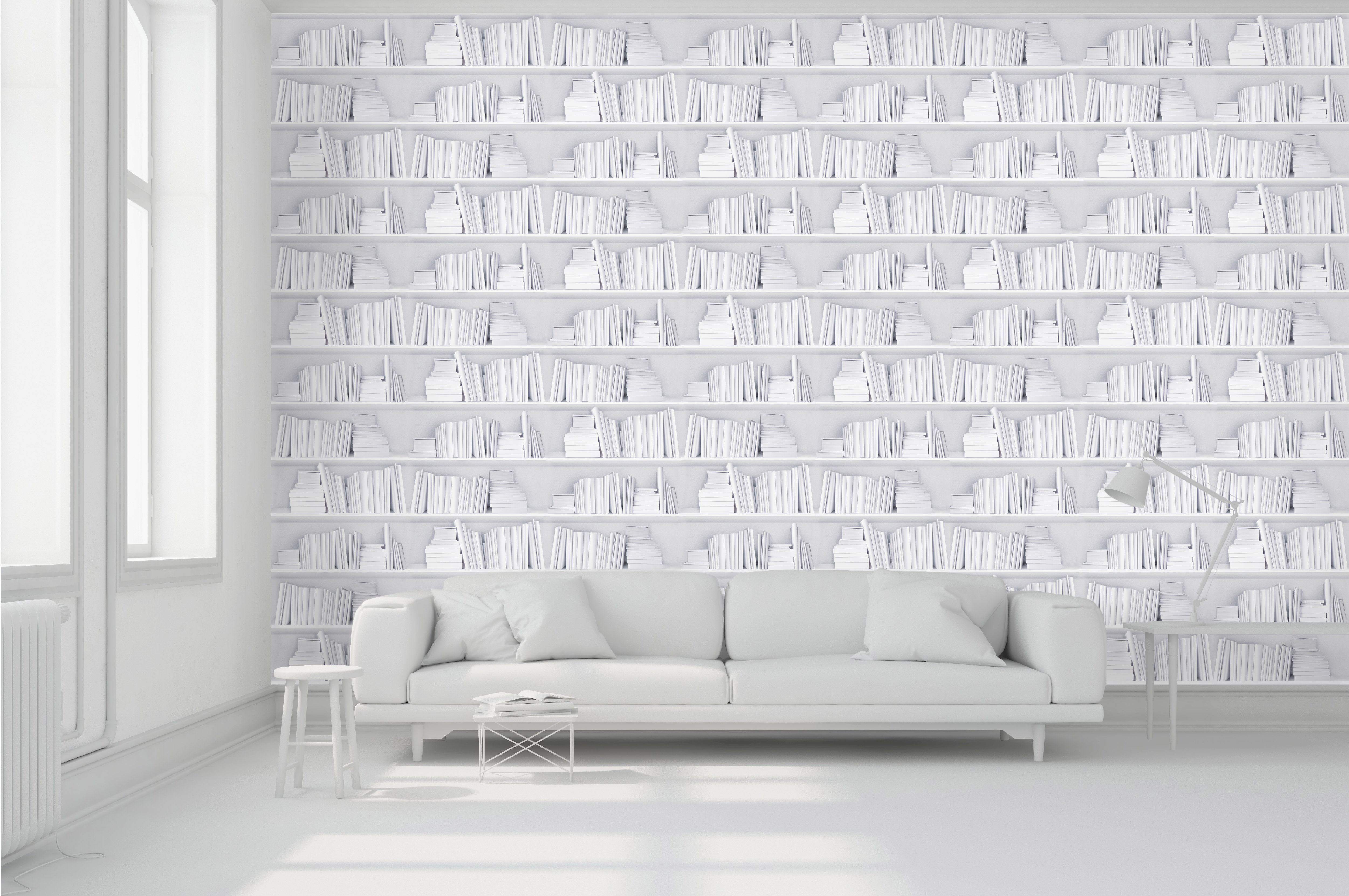 White Bookshelf Wallpaper - Design Mobile Zum Aufhängen , HD Wallpaper & Backgrounds