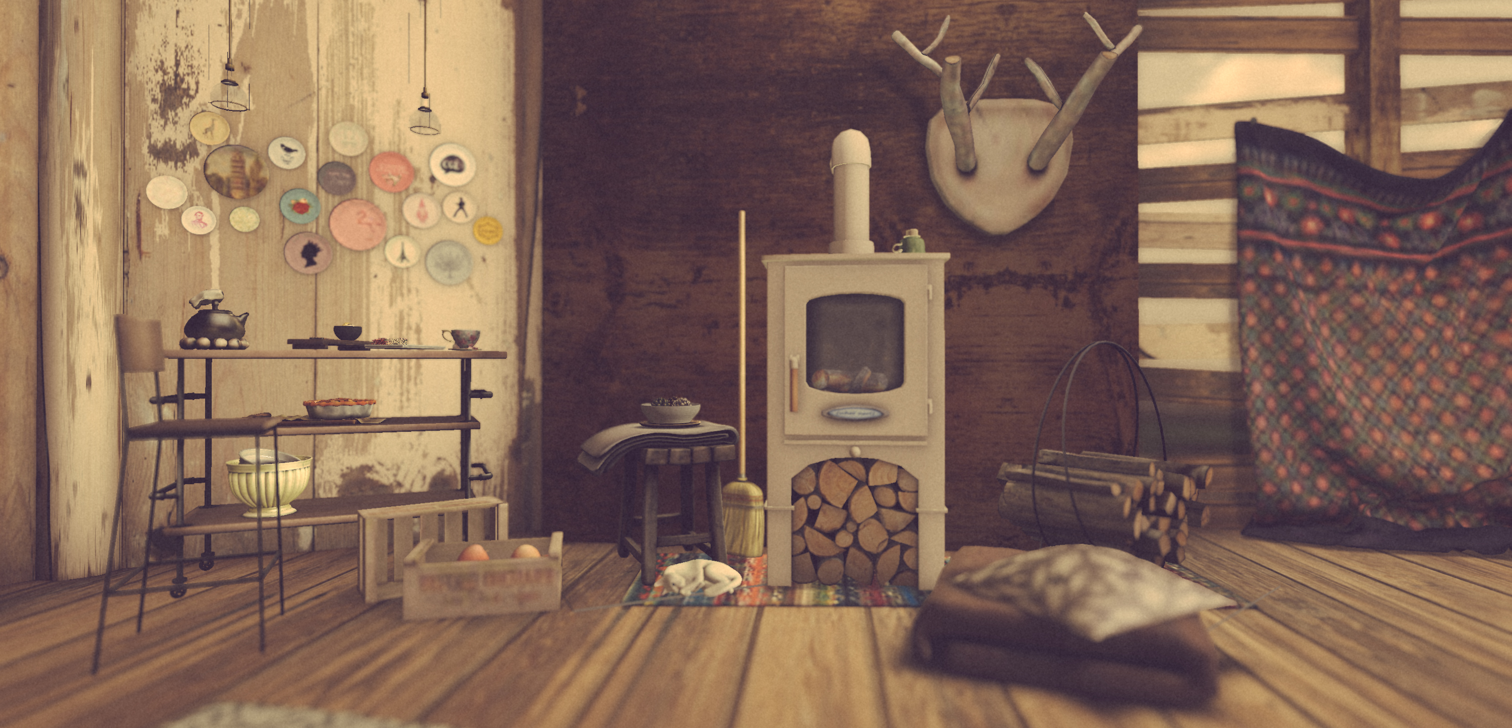 Fond Interieur Maison En Bois , HD Wallpaper & Backgrounds