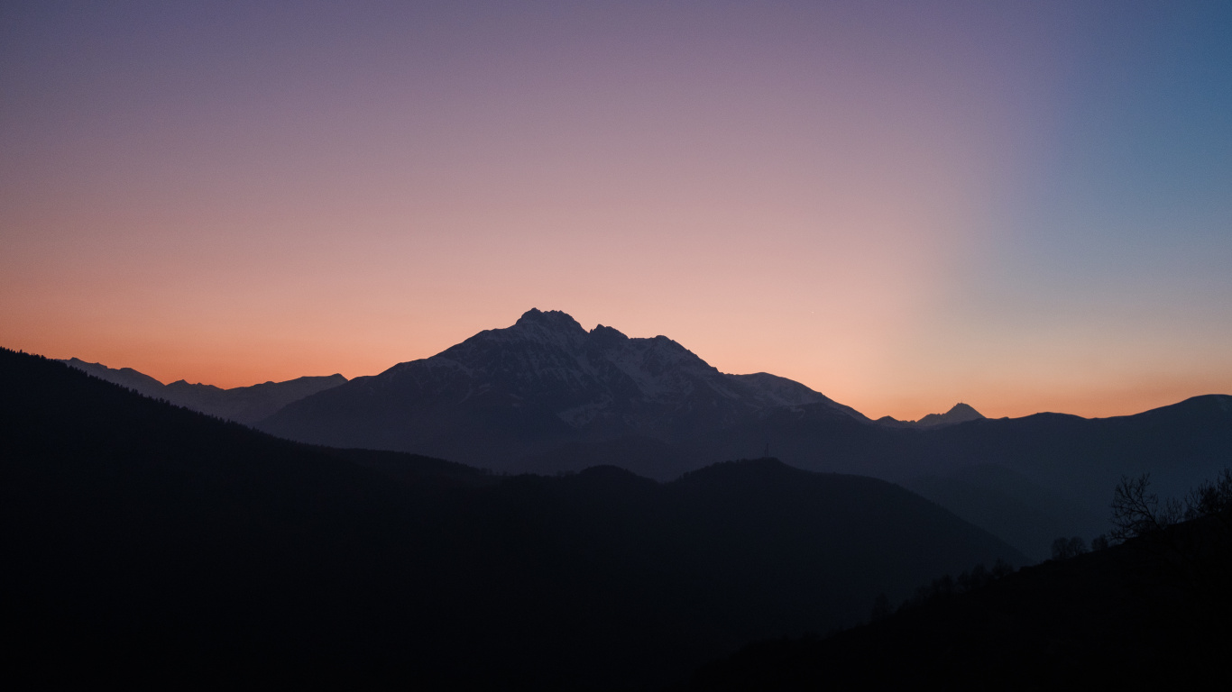 Mountains, Sunset, Clean Skyline, Mist, Wallpaper - Sunset Mountain Wallpaper 4k , HD Wallpaper & Backgrounds