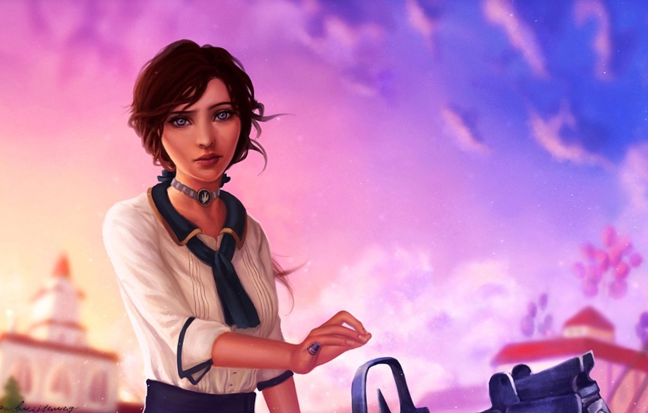 Photo Wallpaper Girl, Girl, Fanart, Elizabeth, Bioshock - Bioshock Infinite Elizabeth Fan Art , HD Wallpaper & Backgrounds