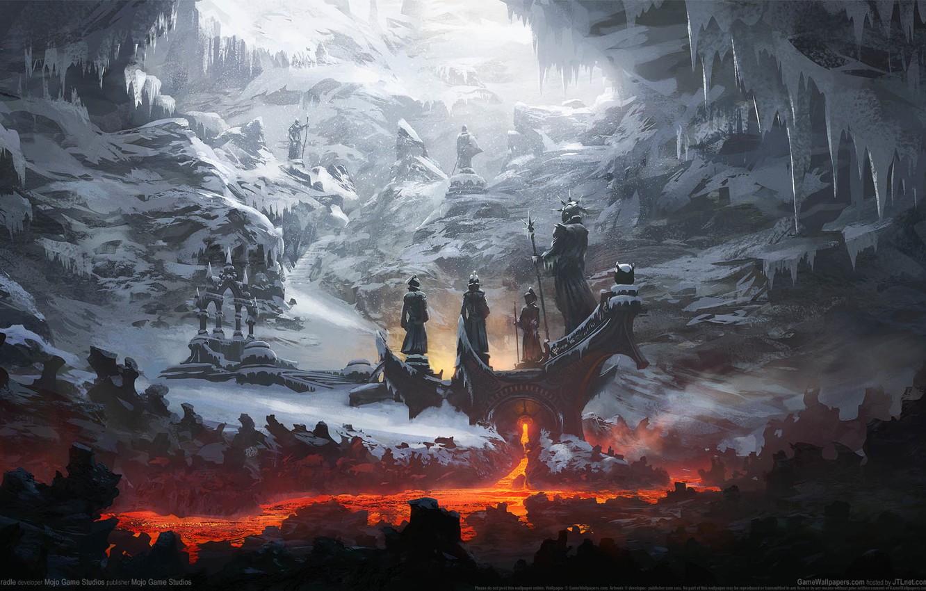 Photo Wallpaper Snow, Bridge, People, Fire, Flame, - Crucible Fantasy Art , HD Wallpaper & Backgrounds
