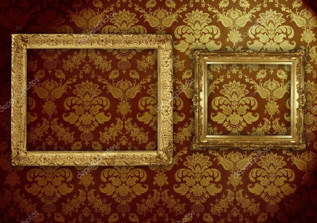 Grungy Antique Wallpaper Background With Frame Stock - Motif , HD Wallpaper & Backgrounds