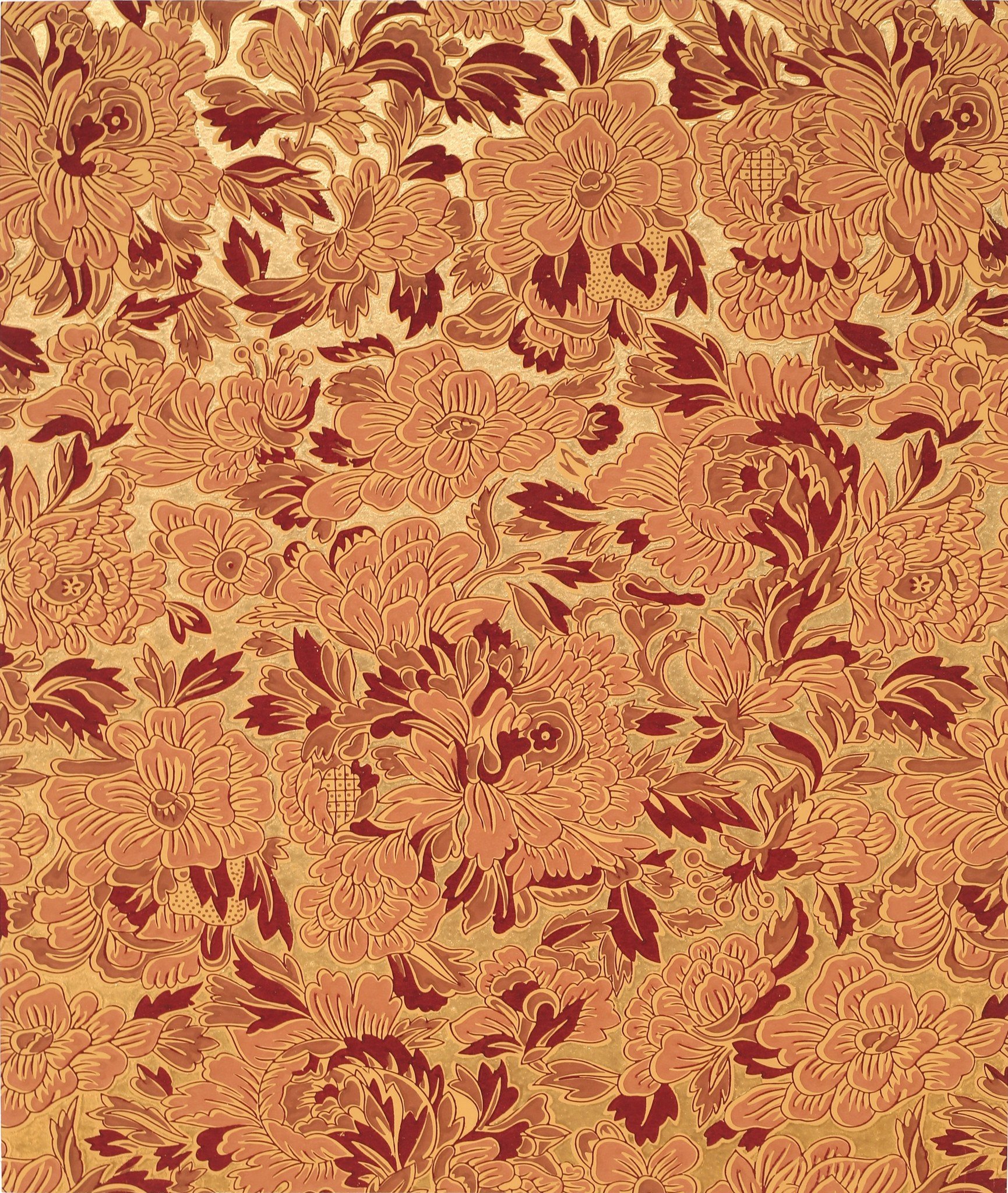 Burgundy Gilt Floral Sidewall - Motif , HD Wallpaper & Backgrounds