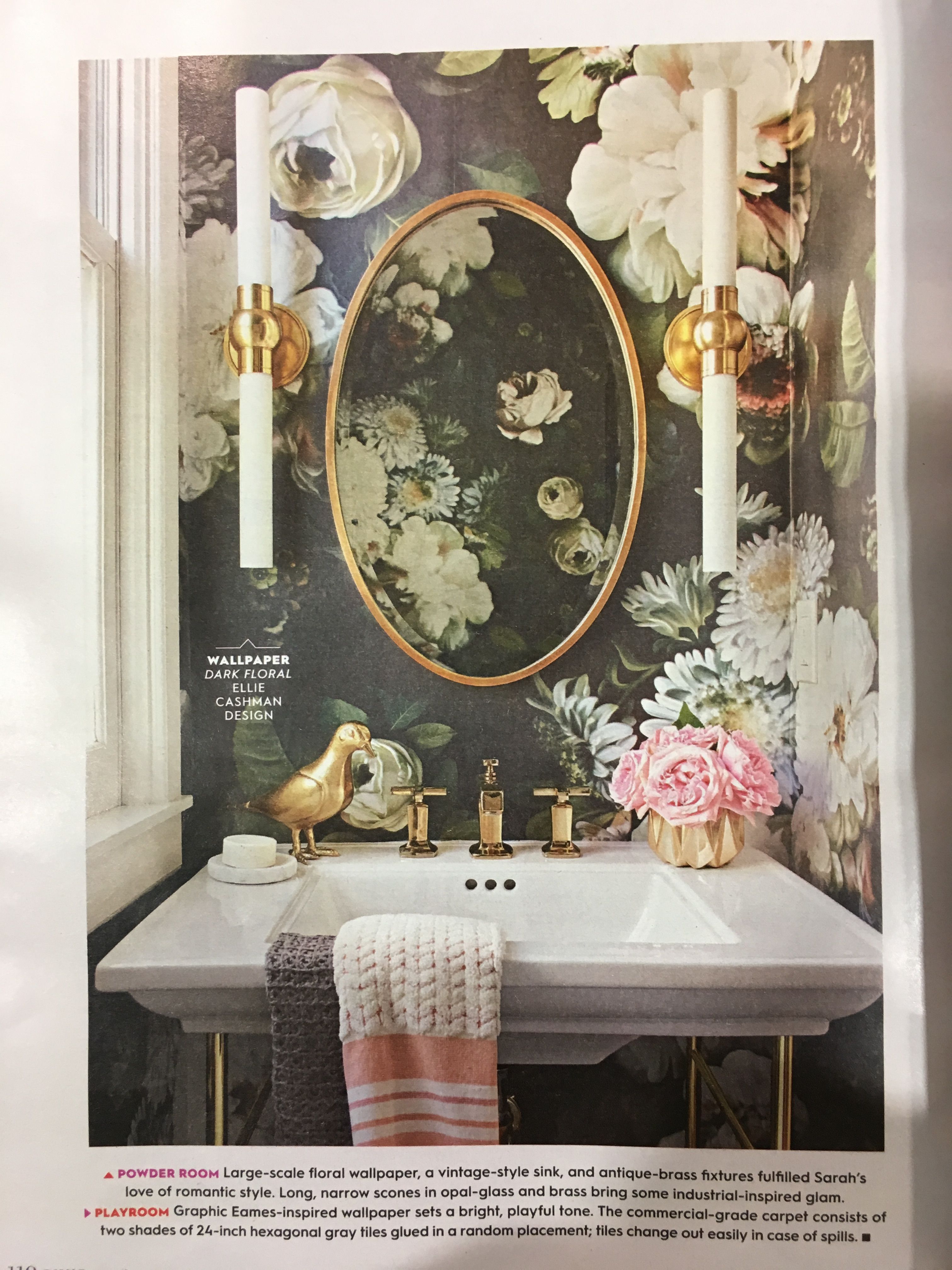 Vintage Floral Wallpaper Bathroom , HD Wallpaper & Backgrounds