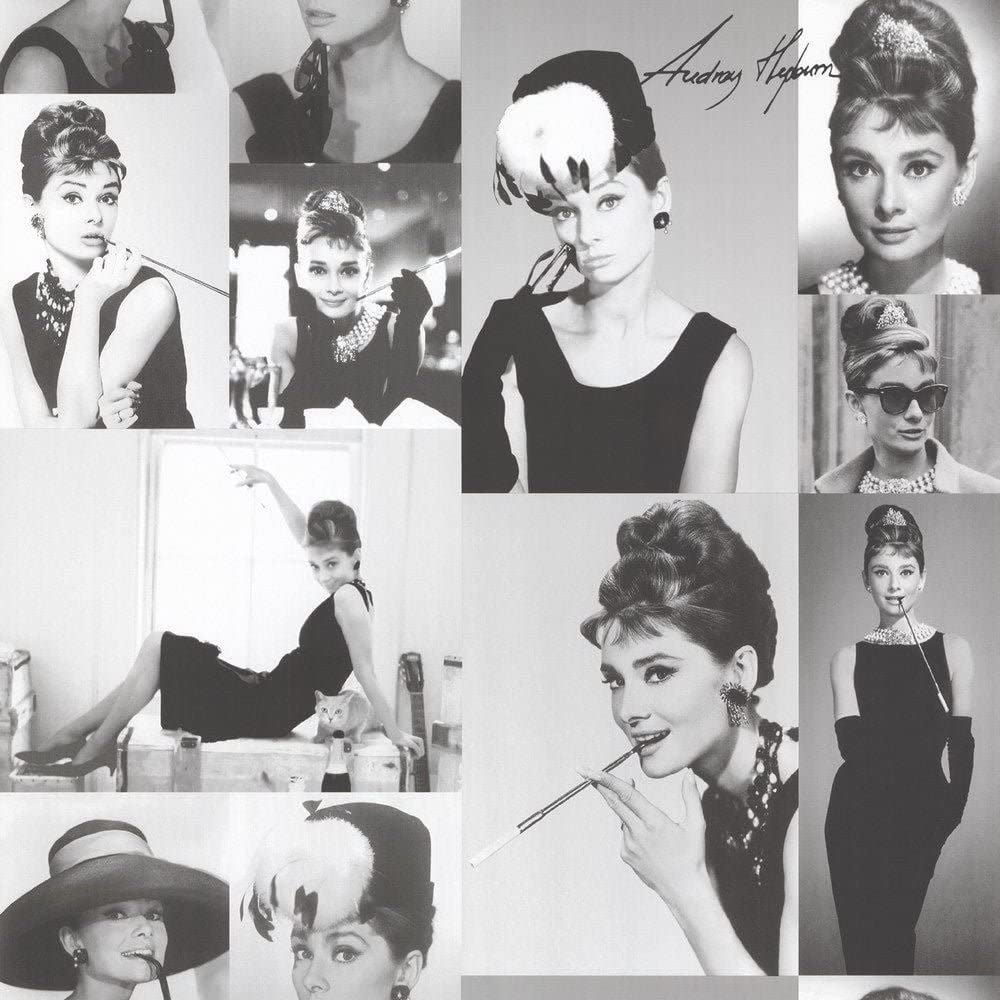 Holden Decor Black/white Hepburn Wallpaper - Audrey Hepburn Collage , HD Wallpaper & Backgrounds