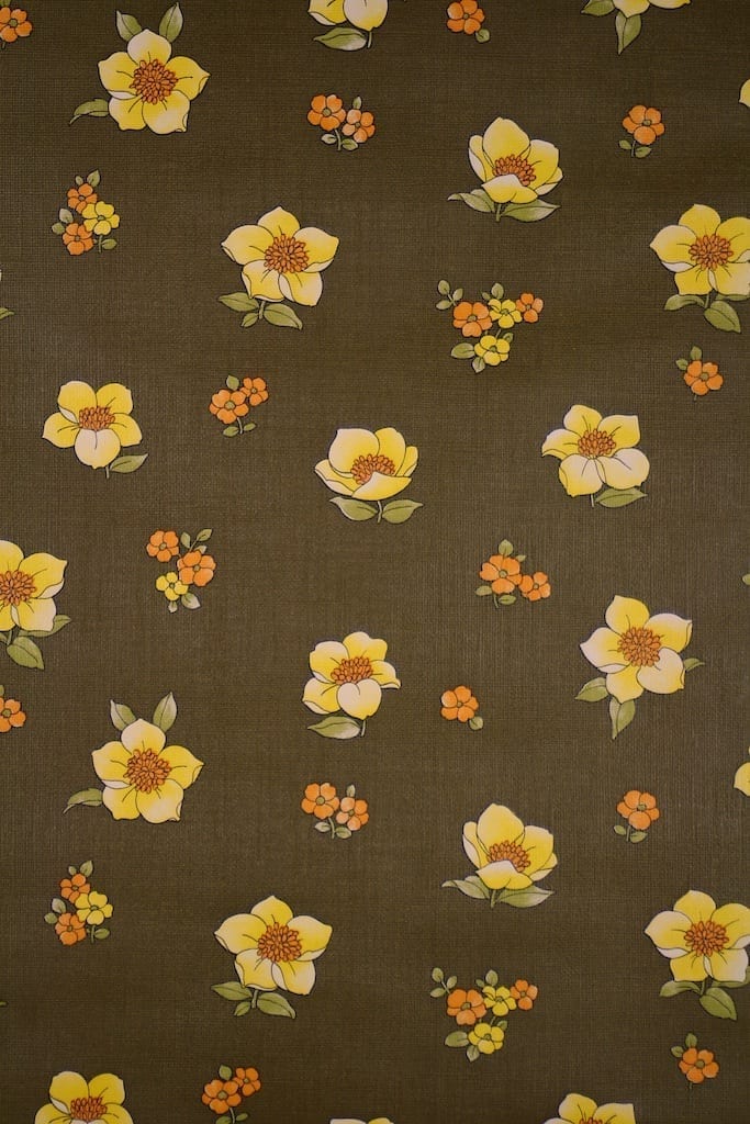 Vintage Brown Floral Wallpaper From The 70s - Sunflower , HD Wallpaper & Backgrounds
