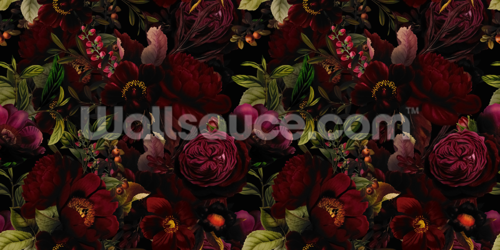 Moody Maroon Mural Wallpaper - Bouquet , HD Wallpaper & Backgrounds