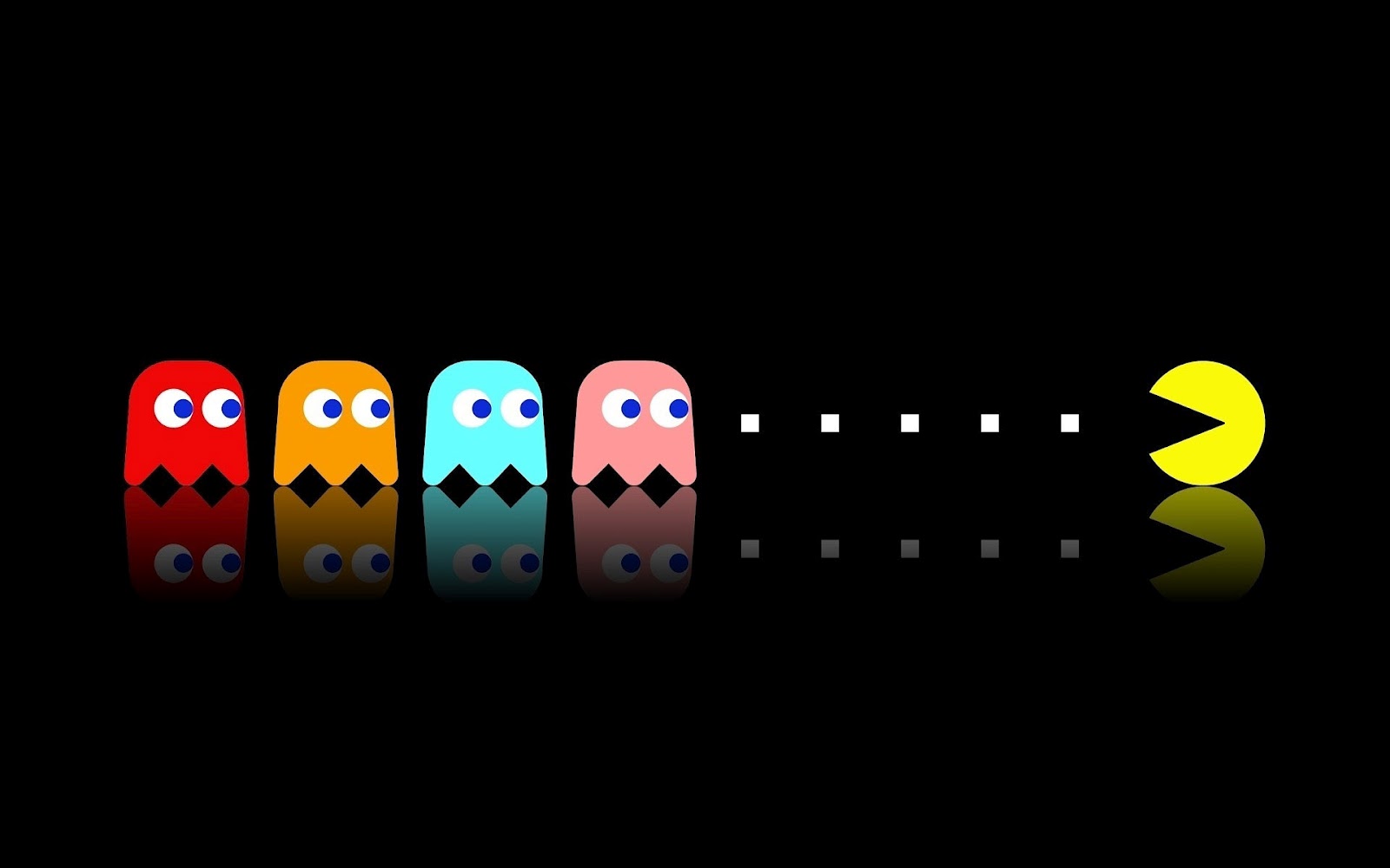 Pacman Wallpaper Bureaublad Achtergrondennl - Original Pac Man Chasing Ghosts , HD Wallpaper & Backgrounds