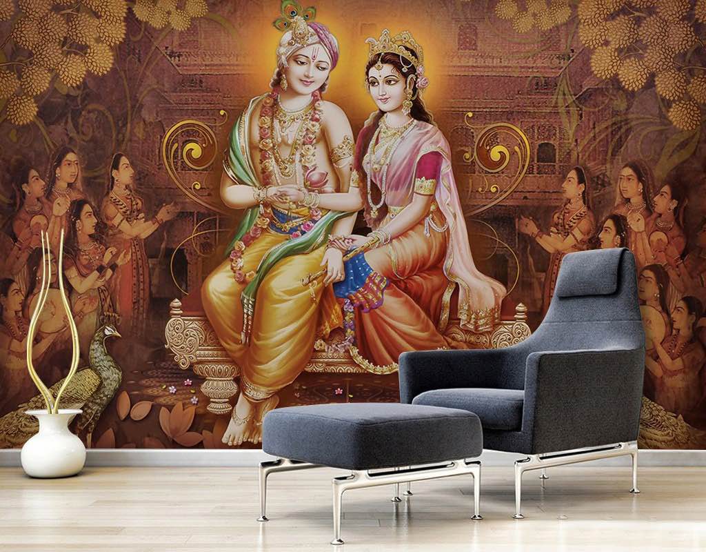Update Image - Radha Krishna Painting God , HD Wallpaper & Backgrounds