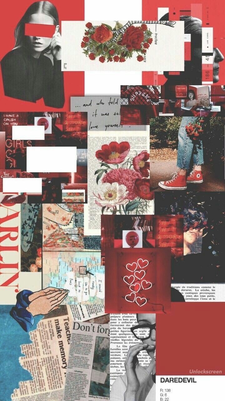 #collage #fondosdepantalla #wallpaper #rojo #redaesthetic - Aesthetic Collage Wallpaper Maker , HD Wallpaper & Backgrounds