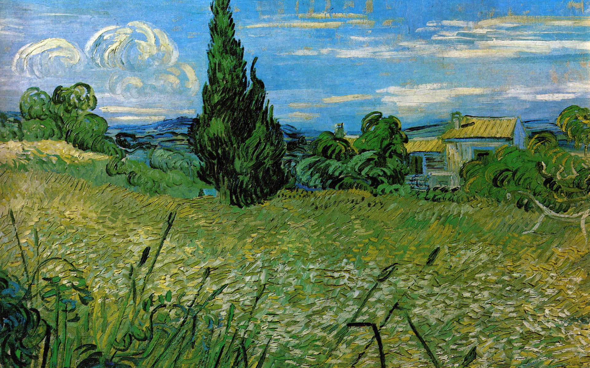 Wallpaper Wallpaper Van Gogh Animaatjes 38 - Vincent Van Gogh Grass Painting , HD Wallpaper & Backgrounds
