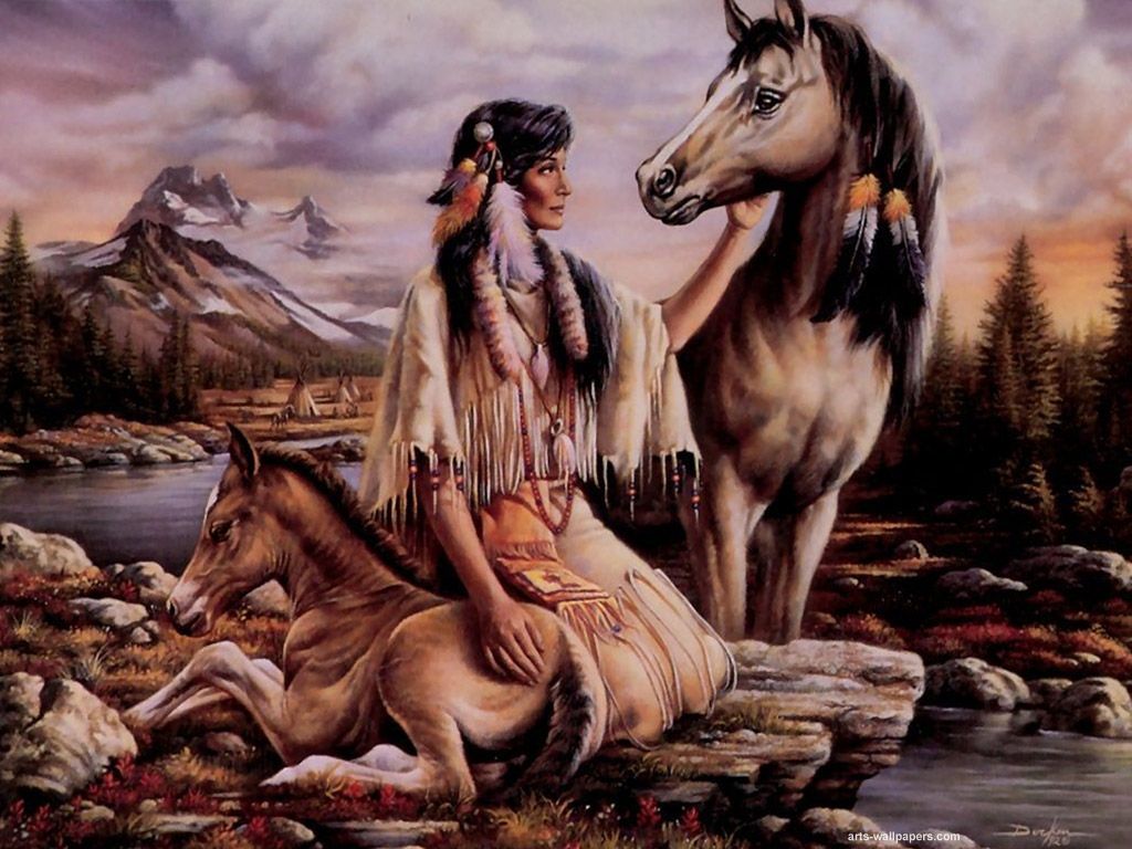 Native American Art Horses , HD Wallpaper & Backgrounds