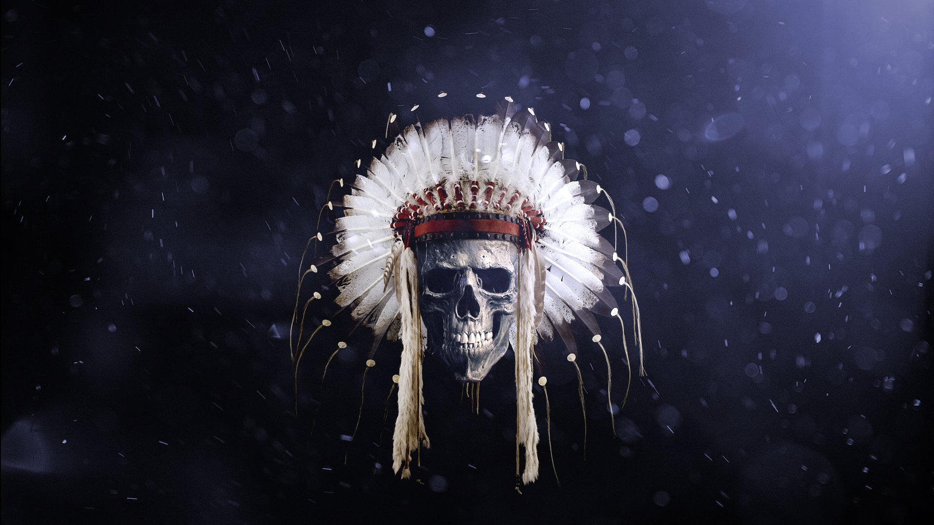Feathers Skull Native American Clothing Headband Wallpapers - Skull Wallpaper 4k , HD Wallpaper & Backgrounds