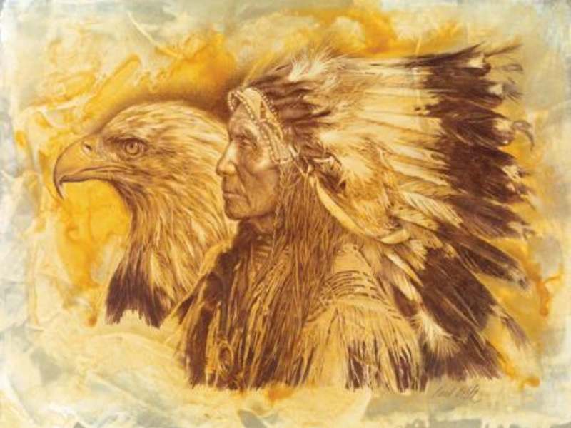 Native American Wallpaper - Indians With Eagle Painting , HD Wallpaper & Backgrounds