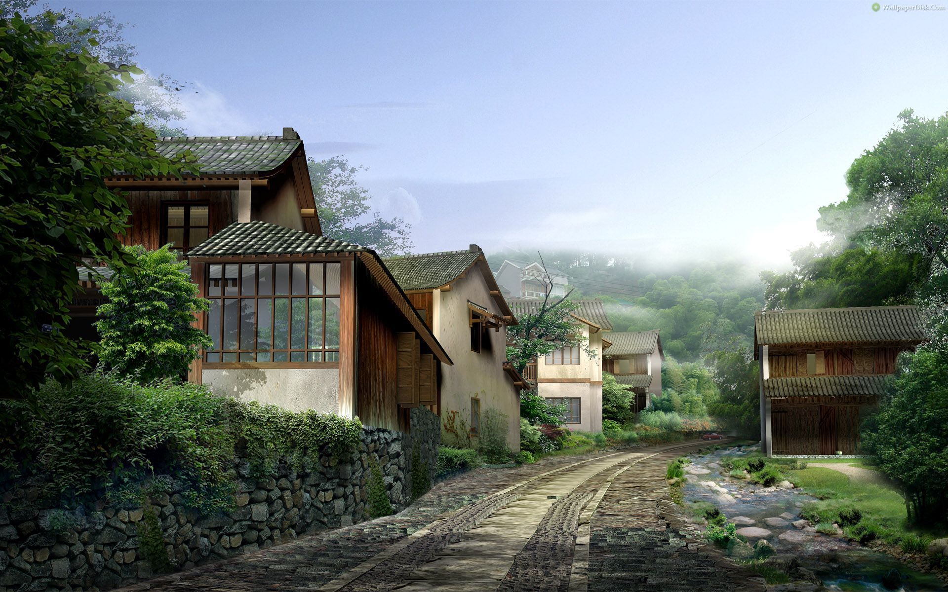 Best Japan Villages Desktop Wallpaper Background Collection - Japan Countryside , HD Wallpaper & Backgrounds