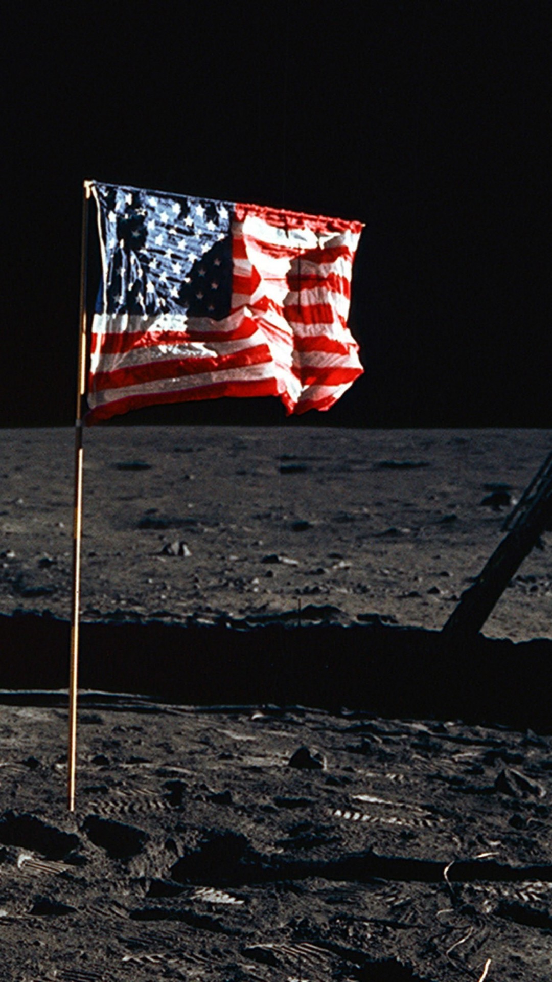 Wallpaper American Flag For Iphone With High-resolution - 2 People On The Moon , HD Wallpaper & Backgrounds