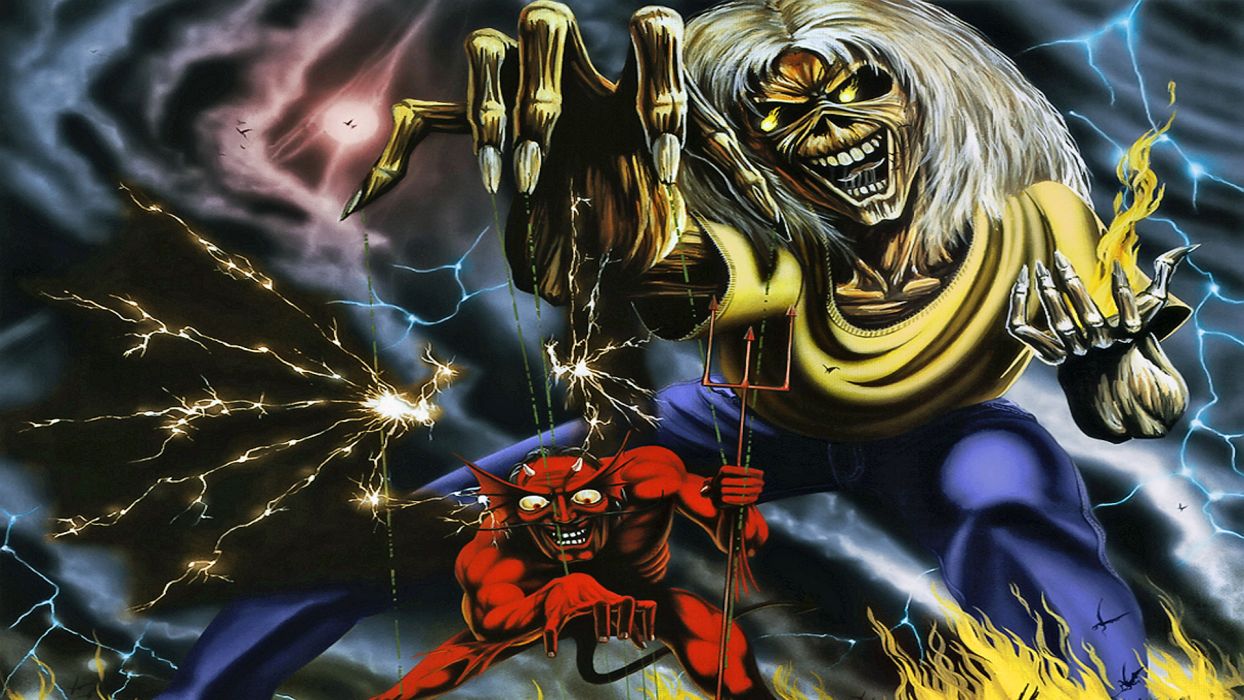 Iron Maiden Heavy Metal Dark Album Cover Eddie Fs Wallpaper - Iron Maiden The Number Of The Beast , HD Wallpaper & Backgrounds