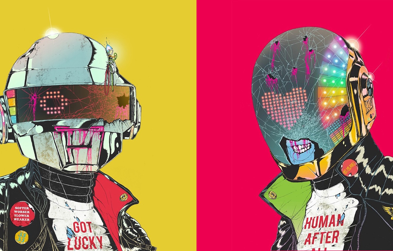 Photo Wallpaper Color, Zombies, Daft Punk, Hats, Daft - Softer Worser Slower Weaker , HD Wallpaper & Backgrounds