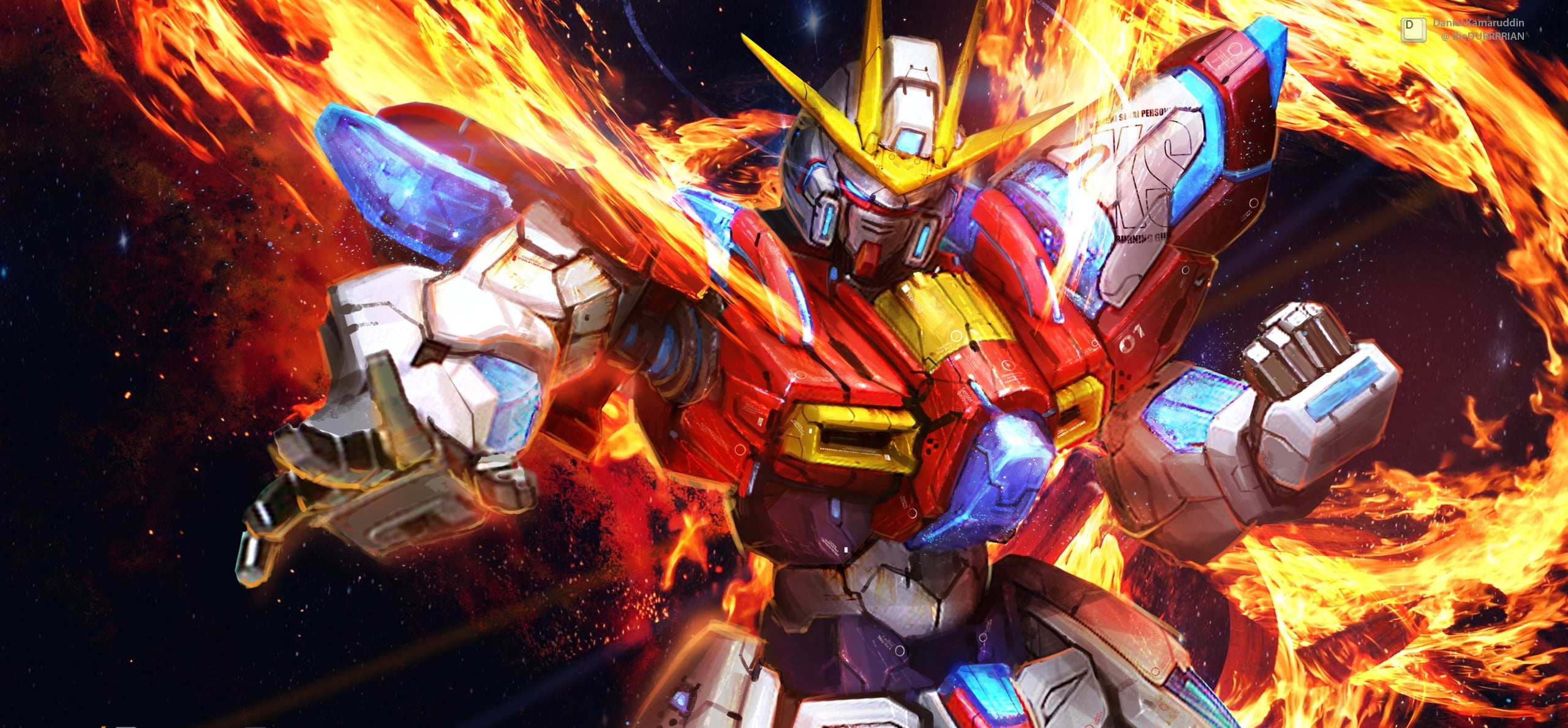 Try Burning Gundam Art , HD Wallpaper & Backgrounds