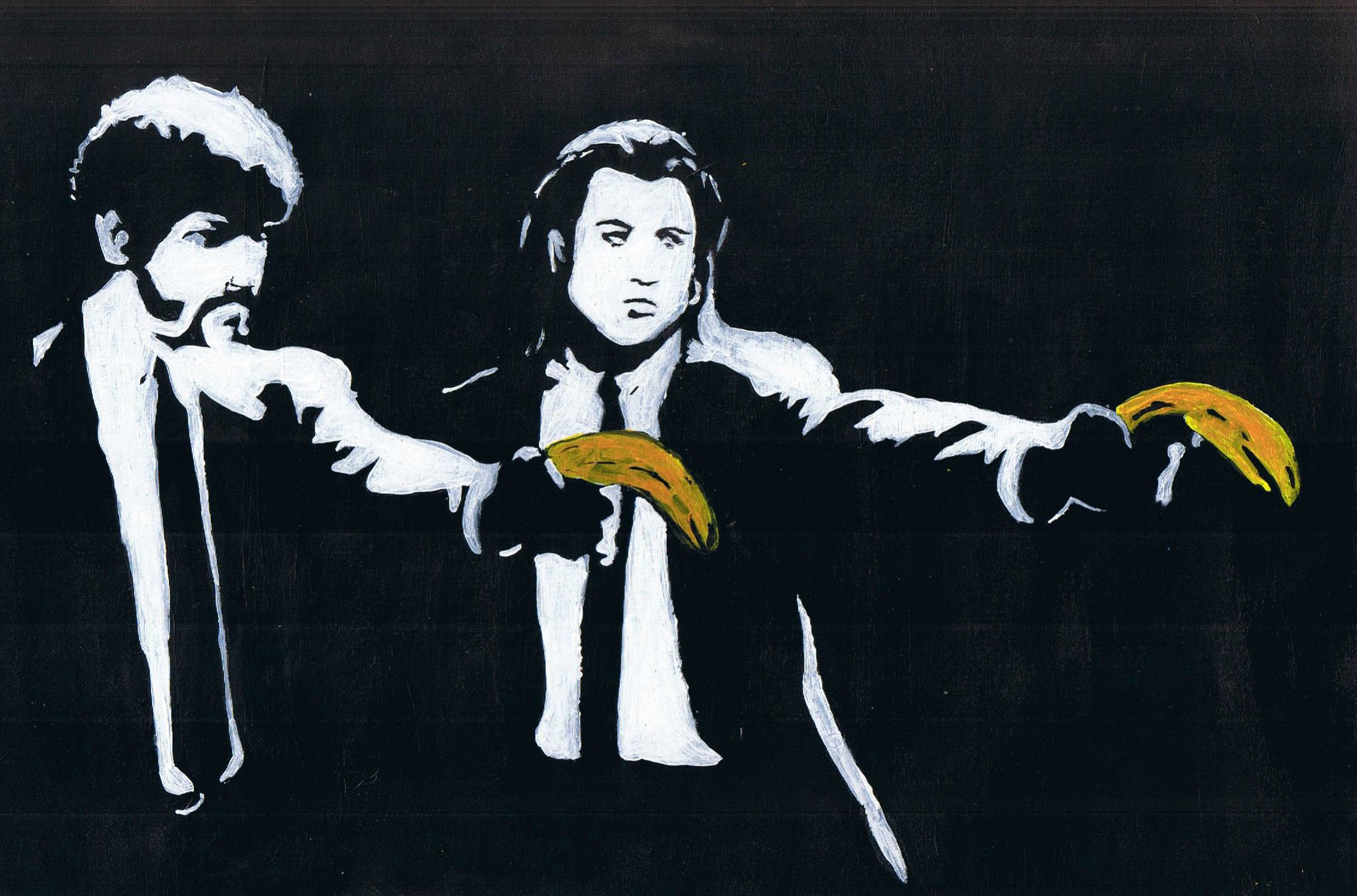 Related Pictures Banksy Pulp Fiction Wallpaper - Pulp Fiction T Shirt , HD Wallpaper & Backgrounds