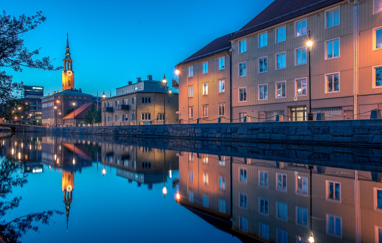 Photo Wallpaper Lights, The Evening, Sweden, Gothenburg , HD Wallpaper & Backgrounds
