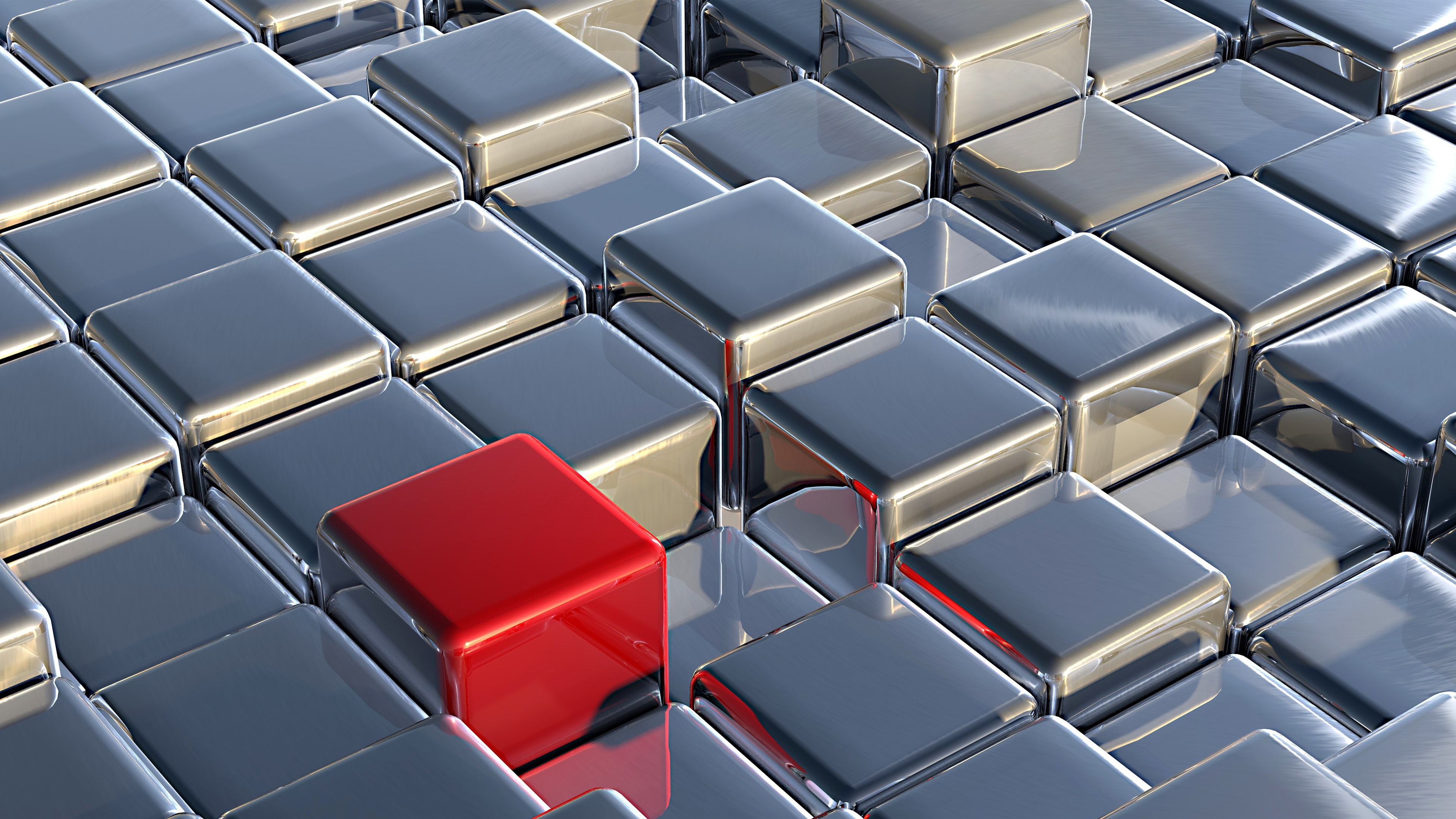 Wallpaper 3d Silver Cubes, One Red - Red And Silver Iphone , HD Wallpaper & Backgrounds
