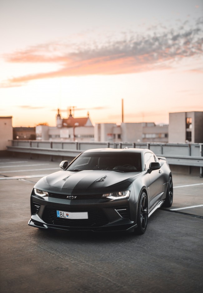 Chevrolet Camaro, Black Muscle Cars, Front View - Camaro Ss Wallpaper Iphone , HD Wallpaper & Backgrounds