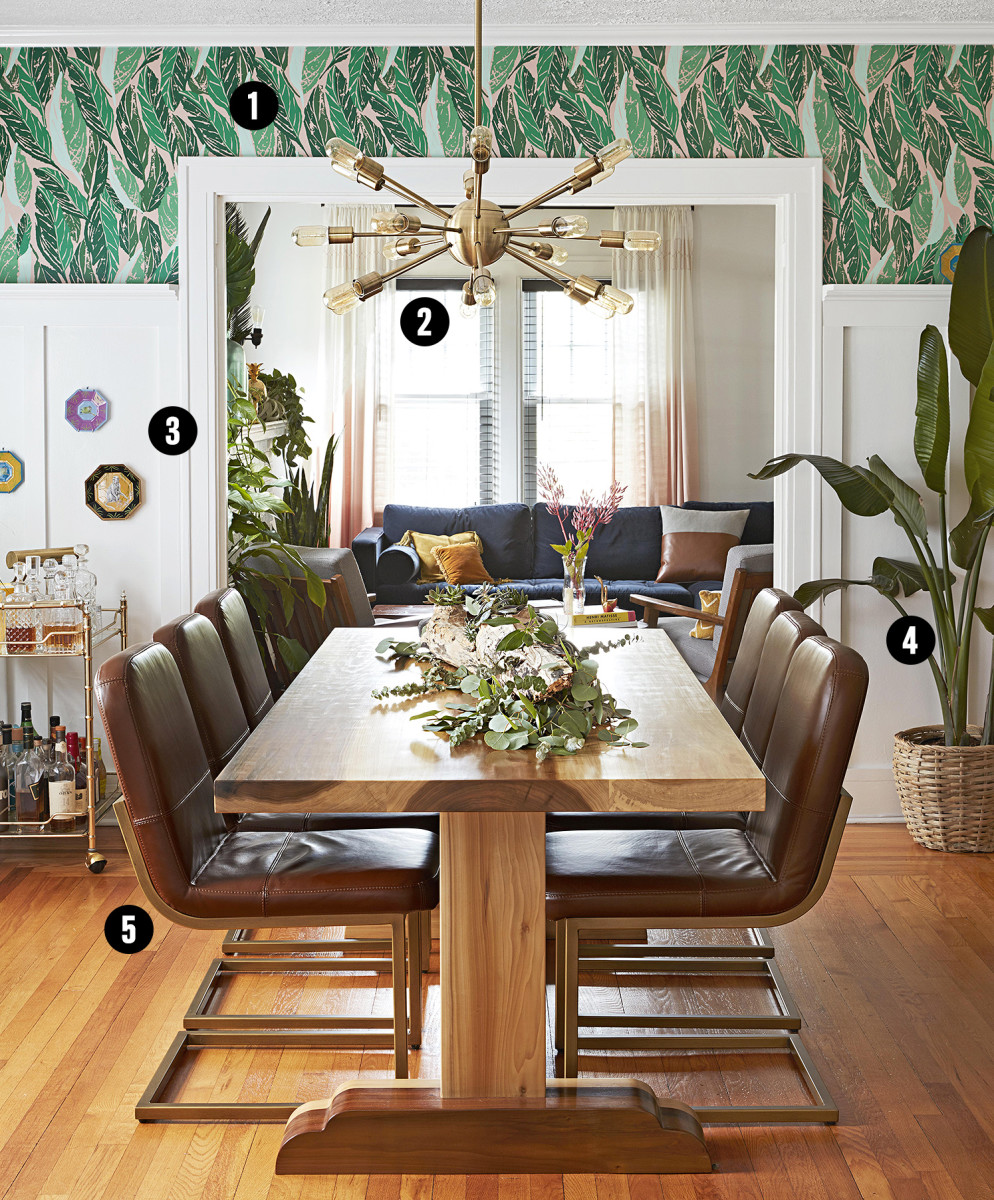 Chic Dining Room Redo With Green And Wood Tones - Living Room , HD Wallpaper & Backgrounds