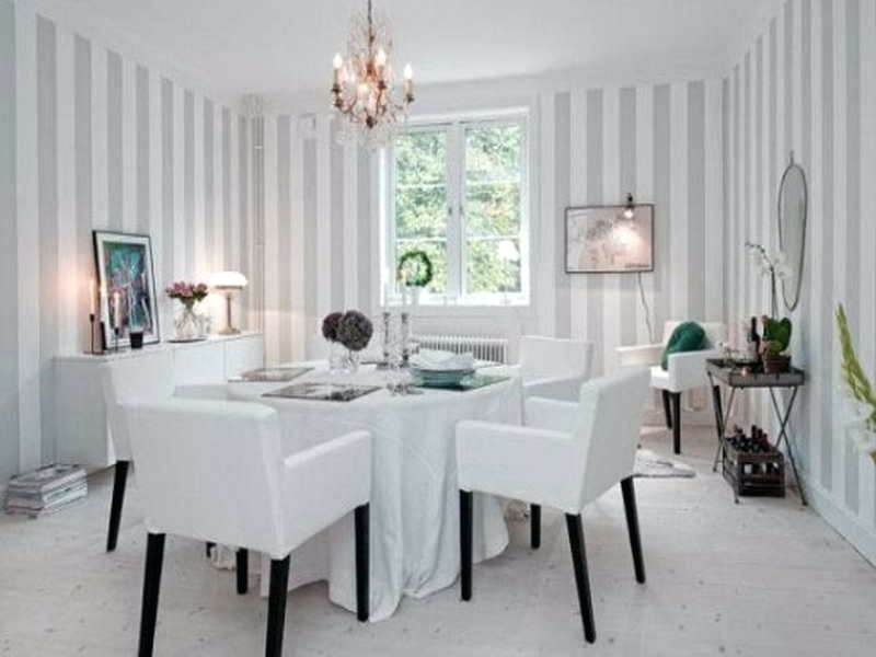 Modern Living Room Wallpaper Ideas - Stripe Wall Living Room Design , HD Wallpaper & Backgrounds