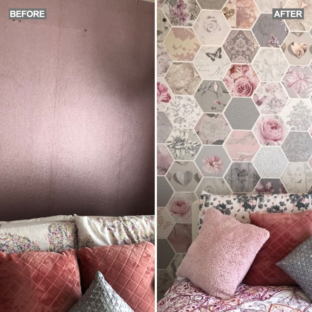 Wallpaper Feature Wall - Feature Bedroom Wall Wallpaper Hexagon , HD Wallpaper & Backgrounds