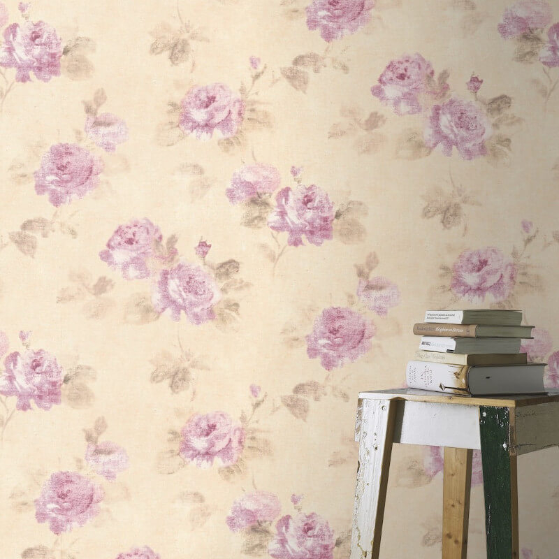 Rasch Floral Bouquet Beige/plum Wallpaper - Wallpaper , HD Wallpaper & Backgrounds