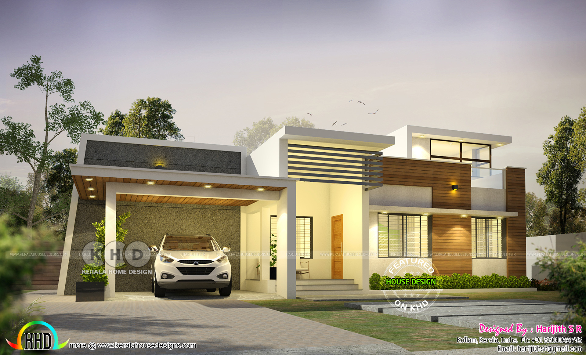 1600 Sq Ft Modern Single Floor Kerala Home Kerala Home - Single Floor Contemporary House , HD Wallpaper & Backgrounds