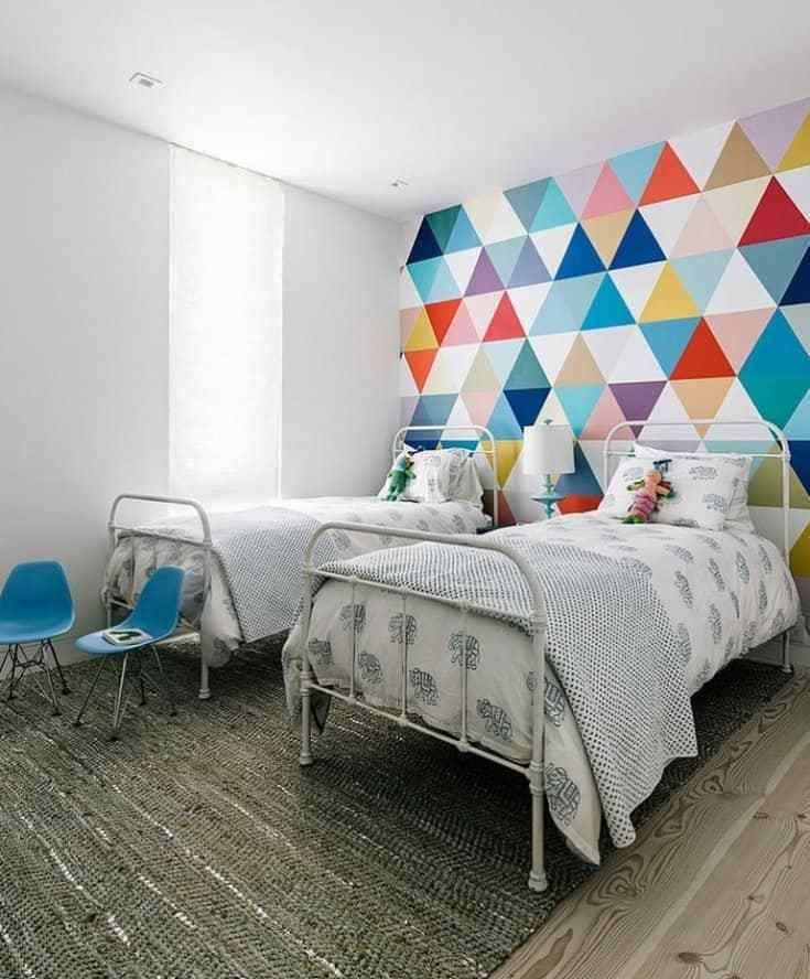 Master Bedroom Feature Wall Ideas Main Wallpaper Accent - Geometric Pattern Accent Wall , HD Wallpaper & Backgrounds